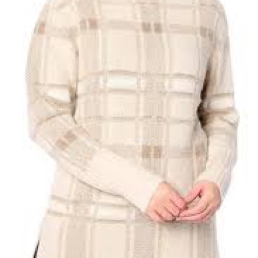 Isaac Mizrahi Plaid Beige Women's Tunic Sweater - Picture 3 of 3